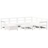 vidaXL Sodo sofos komplektas, 8 dalių, baltas, pu&scaron;ies medienos masyvas