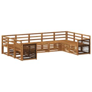 vidaXL Sekcijos sofų komplektas 7 pcs Natūrali Kietos akacijos mediena