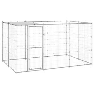 vidaXL Lauko voljeras &scaron;unims su stogu, galvanizuotas plienas, 7,26m&sup2;
