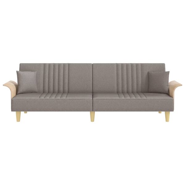vidaXL Sofa-lova su porankiais, taupe spalvos, audinys