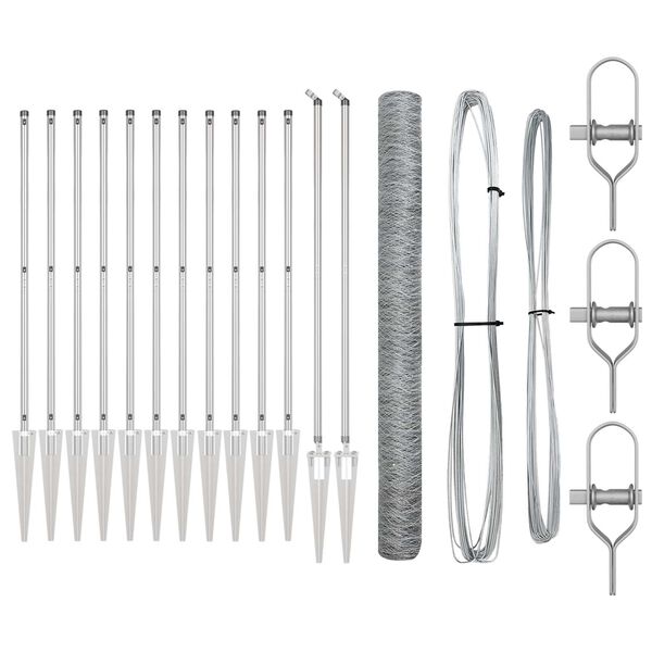 vidaXL Tvorelės stulpas Sidabro 25 x 1,6 m (50 mm tinklas) Plienas