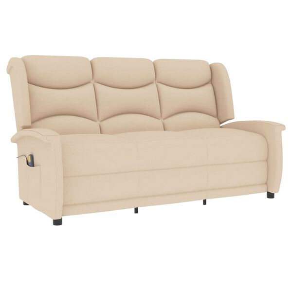 vidaXL Trivietis atlošiamas masažinis krėslas, kreminis, audinys