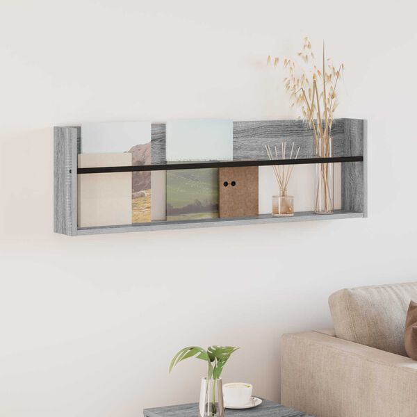 vidaXL Žurnalų stovas Pilkas Sonoma 100 x 12 x 30 cm Apdirbta mediena