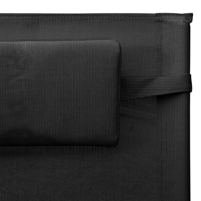 vidaXL Saulės gultas, juodos ir pilkos spalvos, tekstilenas