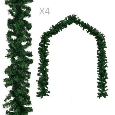 vidaXL Kalėdinės girliandos, 4 vnt. žalios spalvos, 270 cm, PVC