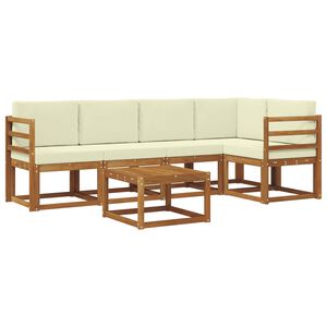 vidaXL Lauko sofos komplektas su pagalve 6 pcs Natūralus ir grietinėlė