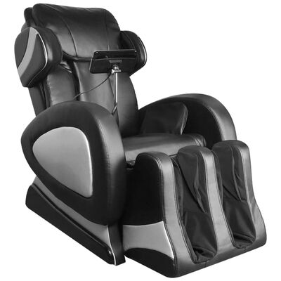 vidaXL Masažinis krėslas su ekranu, juodos spalvos, dirbtinė oda