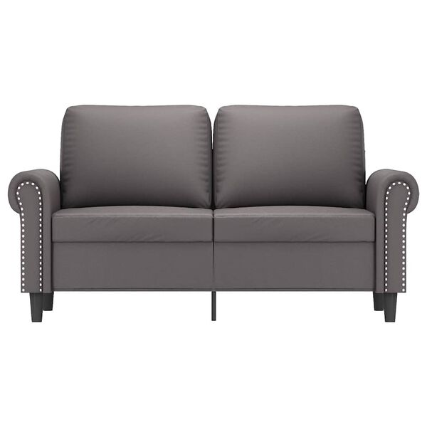 vidaXL Dvivietė sofa, pilkos spalvos, 120cm, dirbtinė oda