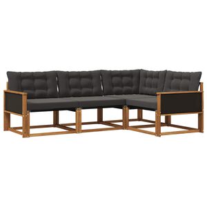 vidaXL Lauko sofos komplektas su pagalve 4 pcs Natūrali ir juoda