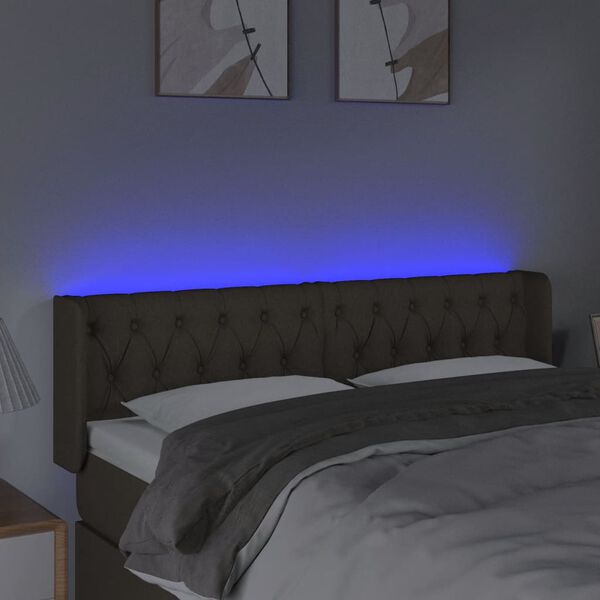 vidaXL Galvūgalis su LED, taupe spalvos, 163x16x78/88cm, audinys