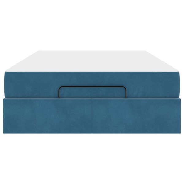 vidaXL Lovos rėmas su čiužiniu su čiužiniu 2 pcs Mėlyna Aksomas