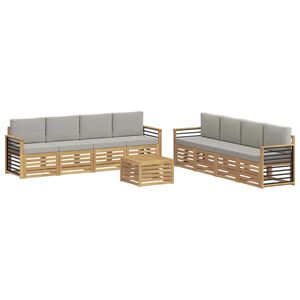 vidaXL Lauko sofos komplektas 9 vnt. Balta ir &scaron;viesiai pilka