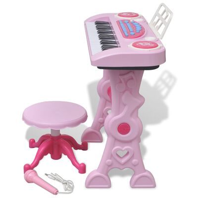 Vaikiškas Žaislinis Sintezatorius su Kėdute/Mikrofonu, 37 Kl., Rožinis