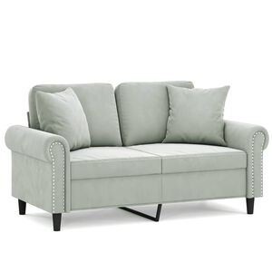 vidaXL Dvivietė sofa su pagalvėlėmis, kreminės spalvos, 140cm, aksomas