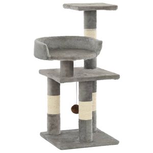 vidaXL Draskyklė katėms su stovais i&scaron; sizalio, 65cm, pilkos spalvos
