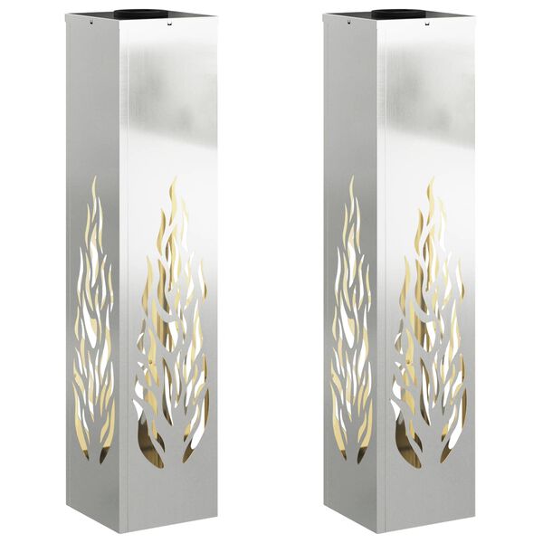 vidaXL Saulės LED &scaron;aligatvio &scaron;viesa 2 pcs Sidabro Cinkuota plienas