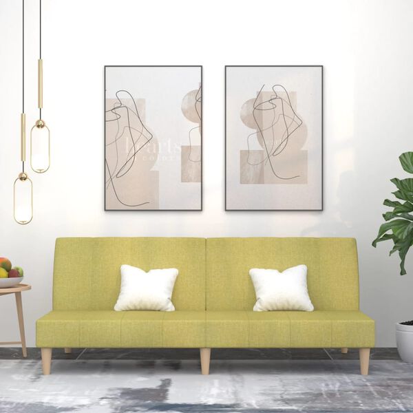 vidaXL Dvivietė sofa-lova, žalios spalvos, audinys
