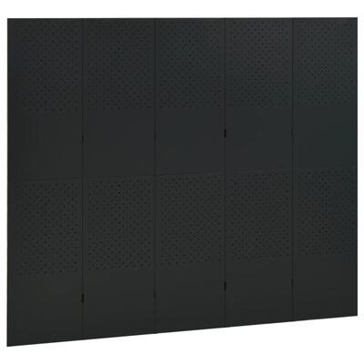 vidaXL Kambario pertvara, 5 dalių, juodos spalvos, 200x180cm, plienas