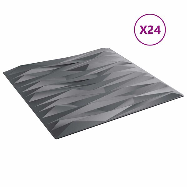 vidaXL Sienų plok&scaron;tės 24 pcs Akmens pilka 50 x 50 cm XPS Putplastis