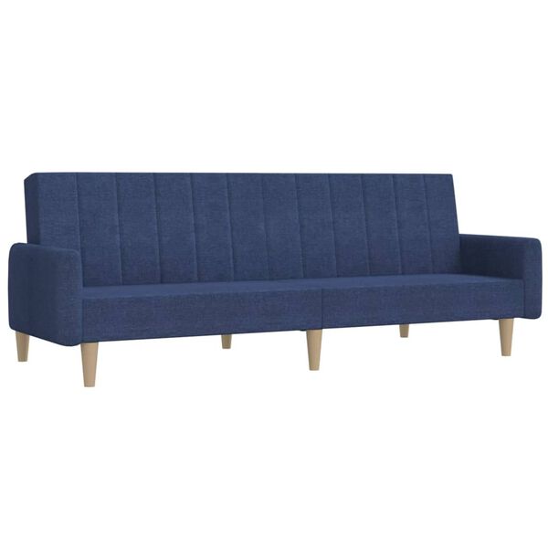 vidaXL Dvivietė sofa-lova su pakoja, mėlynos spalvos, audinys