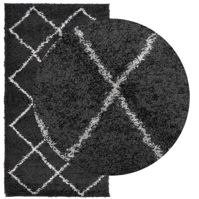 vidaXL Shaggy kilimas PAMPLONA, juodas ir kreminis, 60x110cm