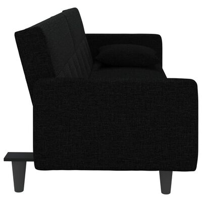 vidaXL Sofa-lova su pagalvėlėmis, juodos spalvos, audinys