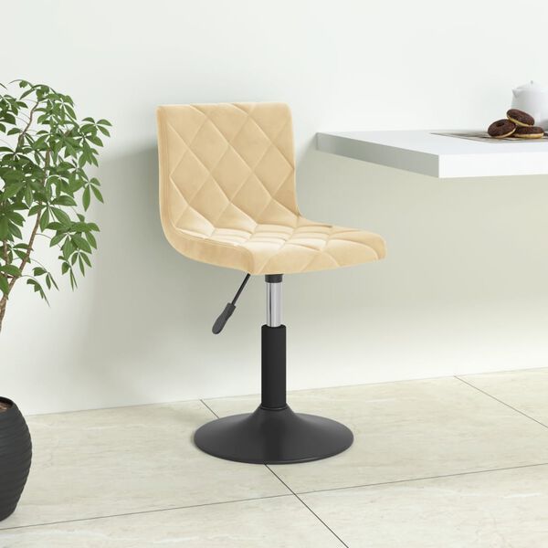 vidaXL Baro taburetė, kreminės spalvos, aksomas