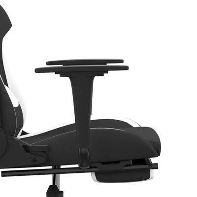 vidaXL Žaidimų kėdė su pakoja, juodos ir baltos spalvos, audinys