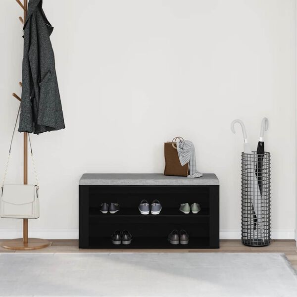 vidaXL Batų suolas, juodo ąžuolo spalvos, 100x35x45cm, inžinerinė mediena