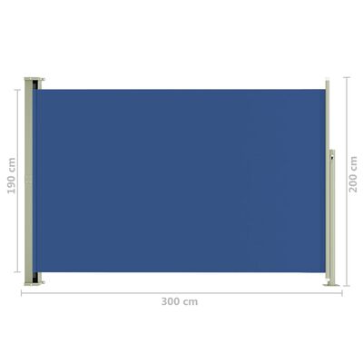 vidaXL Ištraukiama šoninė kiemo pertvara, mėlynos spalvos, 200x300cm