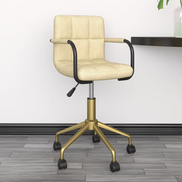 vidaXL Pasukama valgomojo kėdė, kreminės spalvos, aksomas