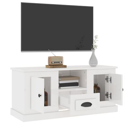 vidaXL Televizoriaus spintelė, balta, 100x35,5x45cm, mediena, blizgi