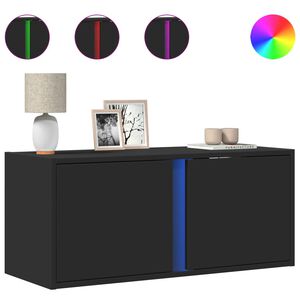 vidaXL Sieninė TV spintelė su LED lemputėmis, juoda, 80x31x35cm