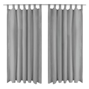 vidaXL Mikro satino užuolaidos su kilpomis, 2 vnt., 140x225 cm, pilkos