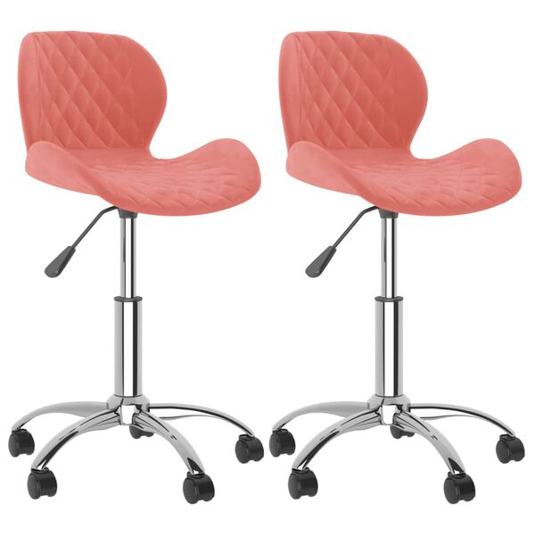 vidaXL Pasukamos valgomojo kėdės, 2vnt., rožinės spalvos, aksomas