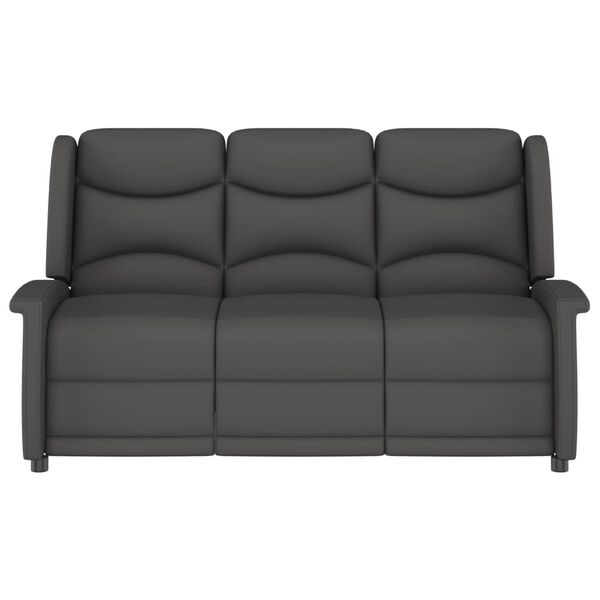 vidaXL Trivietis atlošiamas masažinis krėslas, tamsiai pilkas, audinys