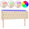vidaXL Galvūgalis su LED, kreminės spalvos, 163x16x78/88cm, audinys