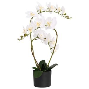 vidaXL Dirbtinė orchidėja su vazonu Balta 45 x 15 x 65 cm