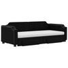 vidaXL Lova su ištraukiama dalimi/stalčiais, juoda, 90x190cm, audinys