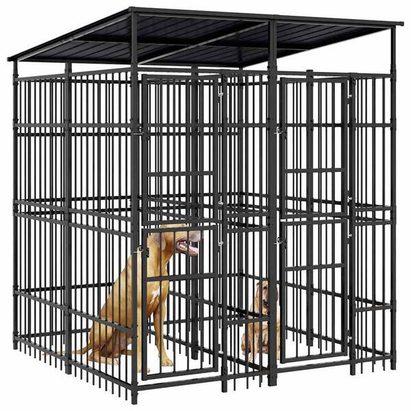 vidaXL Lauko voljeras &scaron;unims su stogu, plienas, 3,69m&sup2;