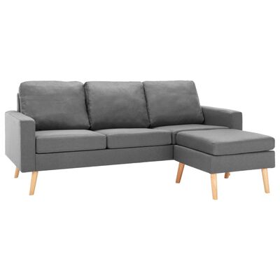 vidaXL Trivietė sofa su pakoja, šviesiai pilkos spalvos, audinys