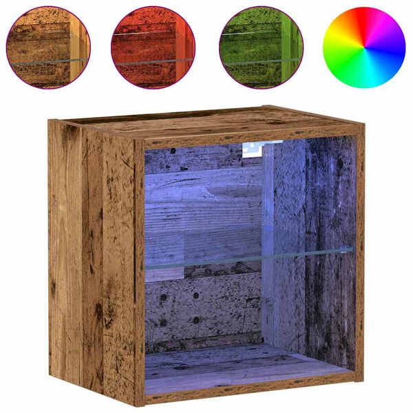 vidaXL Savitautinė lentyna su LED ap&scaron;vietimu Ruda 40 x 28,5 x 40 cm