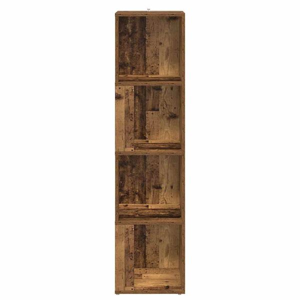 vidaXL kampinė spintelė Old Wood 33x33x132 cm Engineered Wood