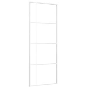 vidaXL Stumdomos durys, baltos, 76x205cm, ESG stiklas ir aliuminis