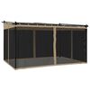 vidaXL Pavėsinė su tinklinėmis sienelėmis, taupe, 4x3m, plienas