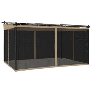 vidaXL Pavėsinė su tinklinėmis sienelėmis, taupe, 4x3m, plienas