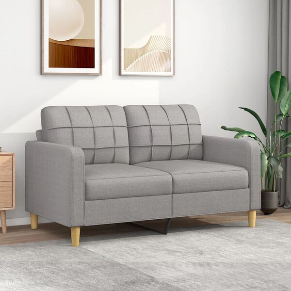 vidaXL Dvivietė sofa, &scaron;viesiai pilkos spalvos, 140cm, audinys
