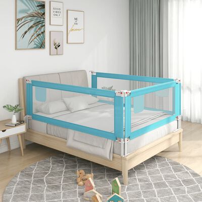 vidaXL Apsauginis turėklas vaiko lovai, mėlynas, 190x25cm, audinys