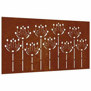 vidaXL Sodo sienos dekoracija, 105x55cm, corten plienas, gėlių dizaino