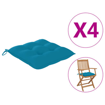 vidaXL Kėdės pagalvėlės, 4vnt., 40x40x8cm, mėlyna